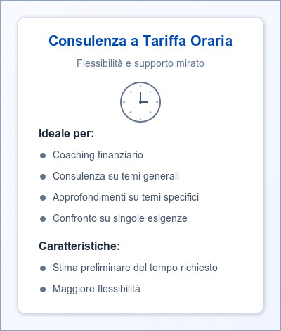 2. Consulenza a tariffa oraria: supporto mirato, coaching ed educazione finanziaria